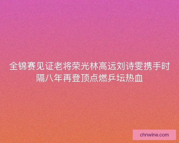 全锦赛见证老将荣光林高远刘诗雯携手时隔八年再登顶点燃乒坛热血
